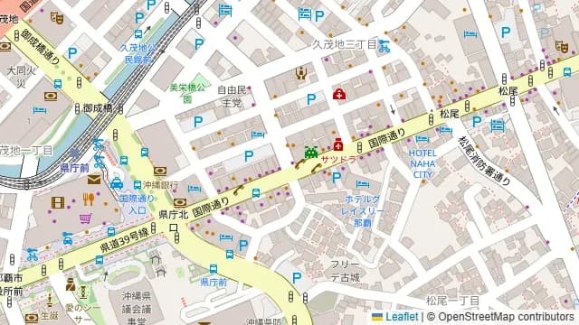 久茂地の飲食対応ラウンジの周辺地図