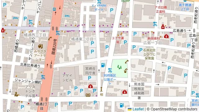 スタジオDancers宮崎Aスタジオの周辺地図