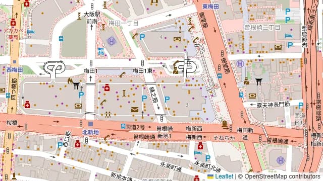 ワインとオマール海老の店 UOMO 大阪駅前第3ビルの周辺地図