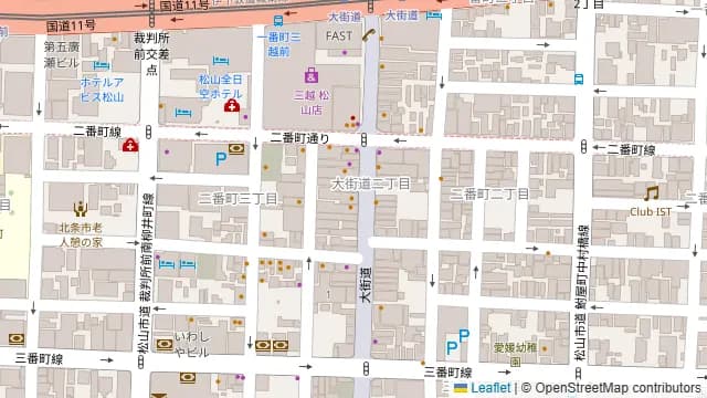 個室居酒屋 くいもの屋わん 松山大街道店の周辺地図