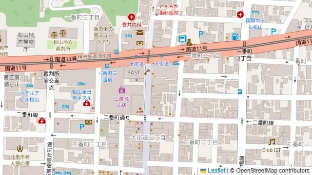 完全個室居酒屋 蔵之介 松山大街道店の周辺地図