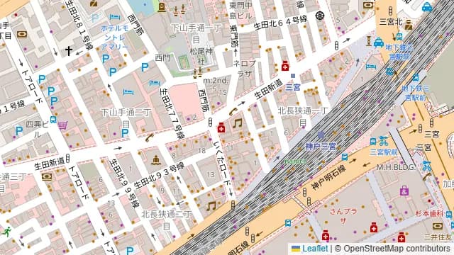 夜景×チーズ肉バル GARDEN 三宮の周辺地図
