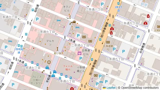 炭火居酒屋 炎 旭川買物公園通店の周辺地図