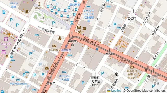 濱焼北海道魚萬 函館南口駅前店の周辺地図