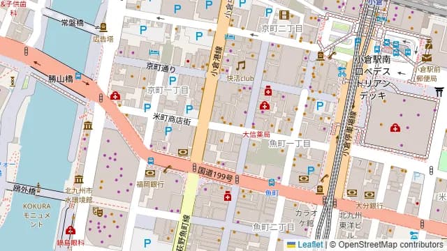 小倉居酒屋 炭隠れ よつばの周辺地図