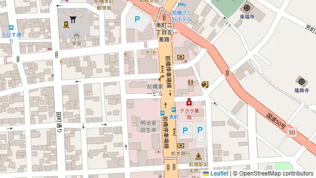 前橋駅北口徒歩4分会議室の周辺地図