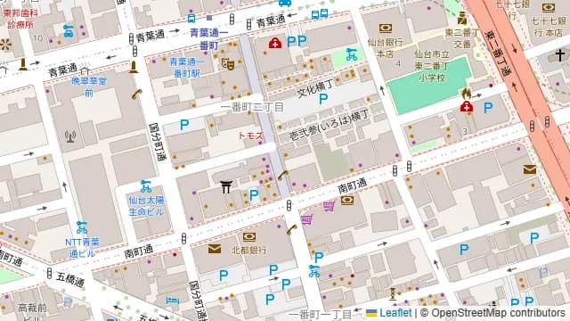 サンモール一番町に面する軒下スペースの周辺地図